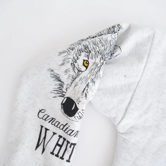 Vintage  T.O.S.H. Sportswear Grey Canadian Wilderness White Wolf Zip Up Hooded - Picture 12 of 13